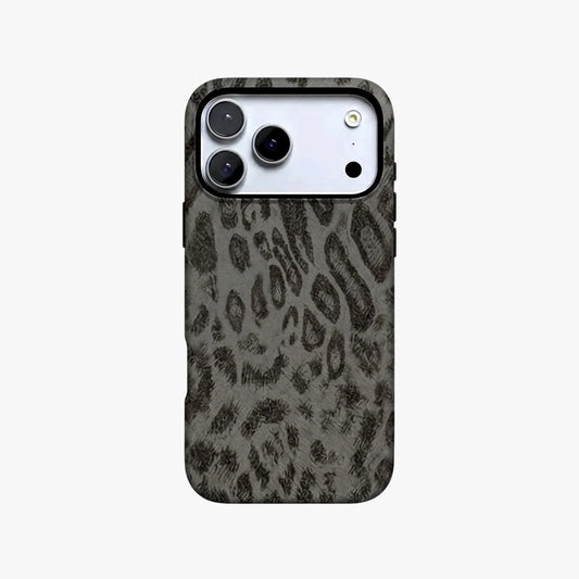 Magnetic Phone Case | Charcoal Leopard Print Classic Animal