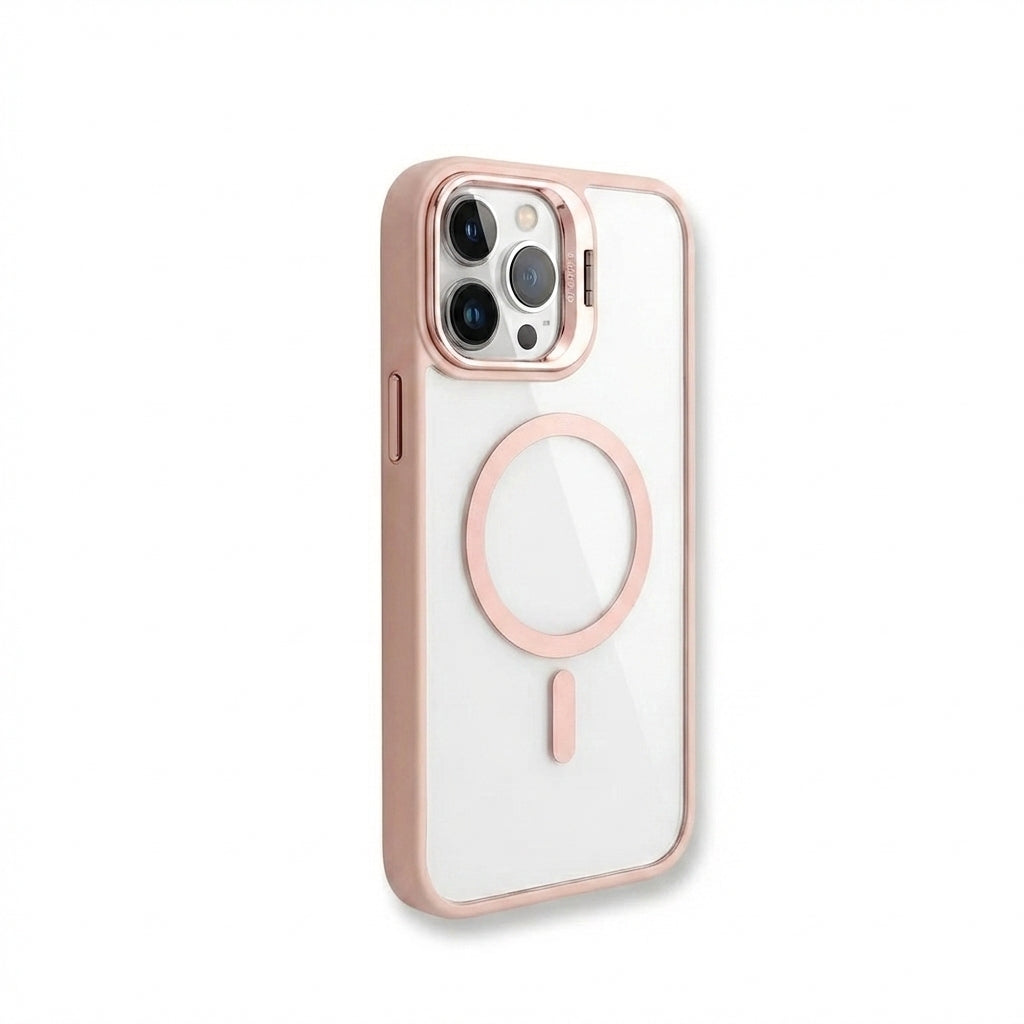 Magnetic Wireless Charging Hard Case | Pink with Invisible Kickstand