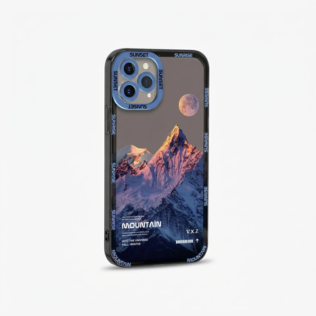 Blue Snow Mountain Clear Phone Case – Transparent Aesthetic iPhone Cover – Clean Scenic Design