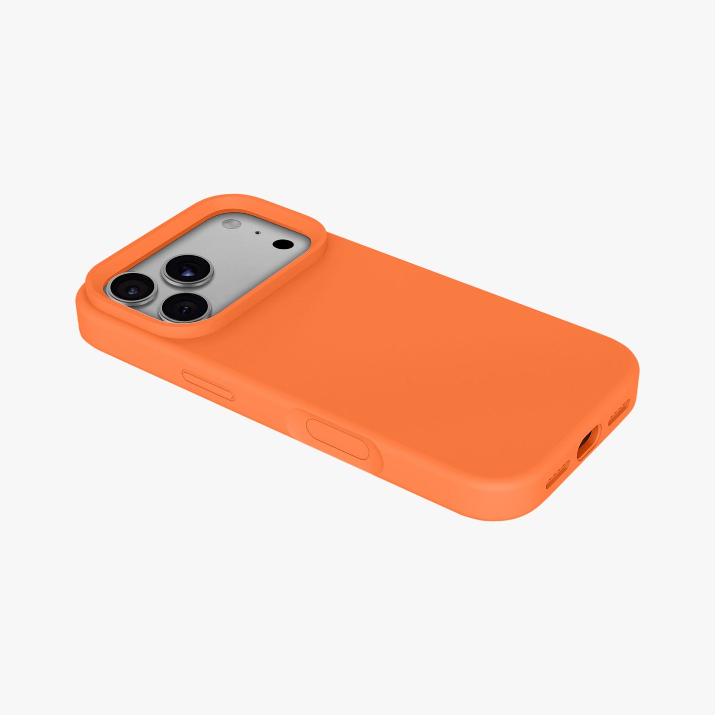 Magnetic Phone Case | Vibrant Orange Silicone Liquid Solid Color - Open Camera