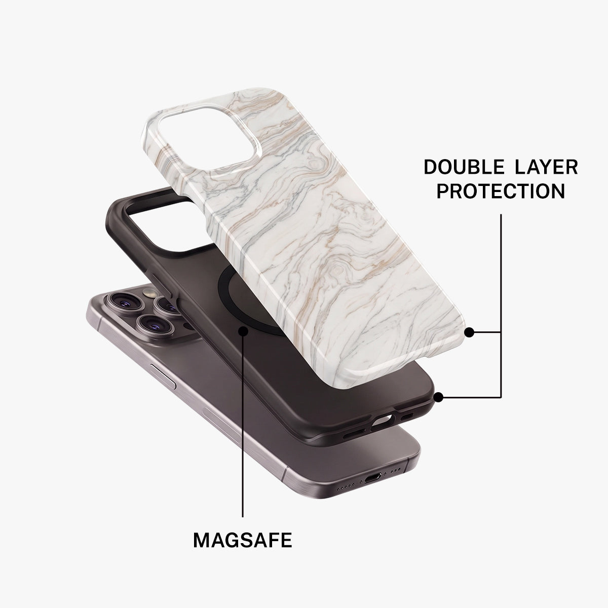 Magnetic Phone Case | Aesthetic Beige Marble Stone Elegant Chic