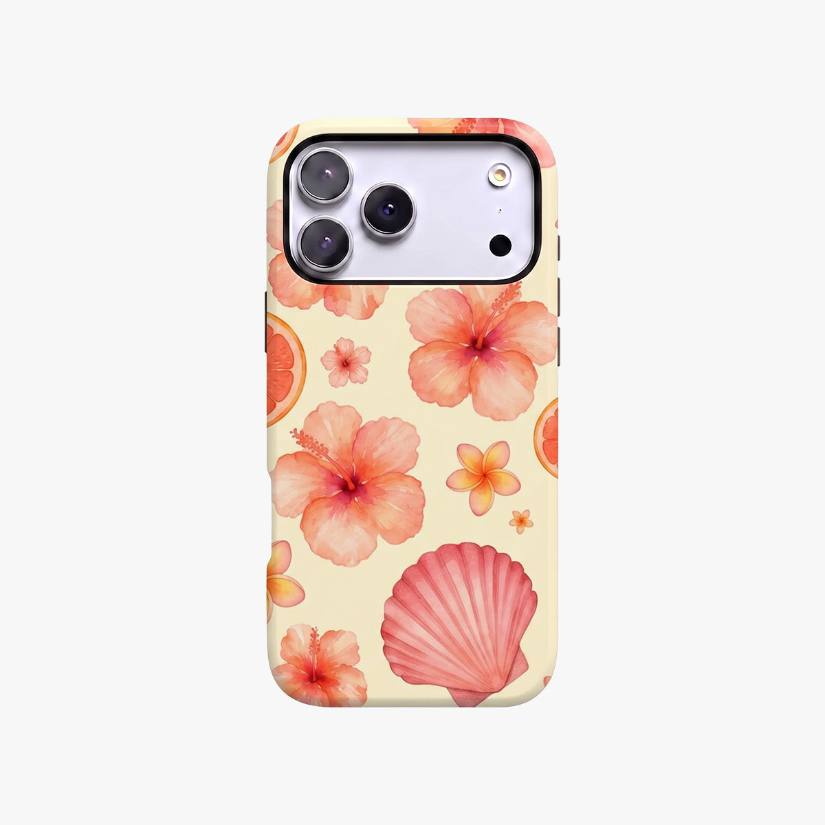 Magnetic Phone Case | Tropical Hibiscus Plumeria Seashell Watercolor Pattern