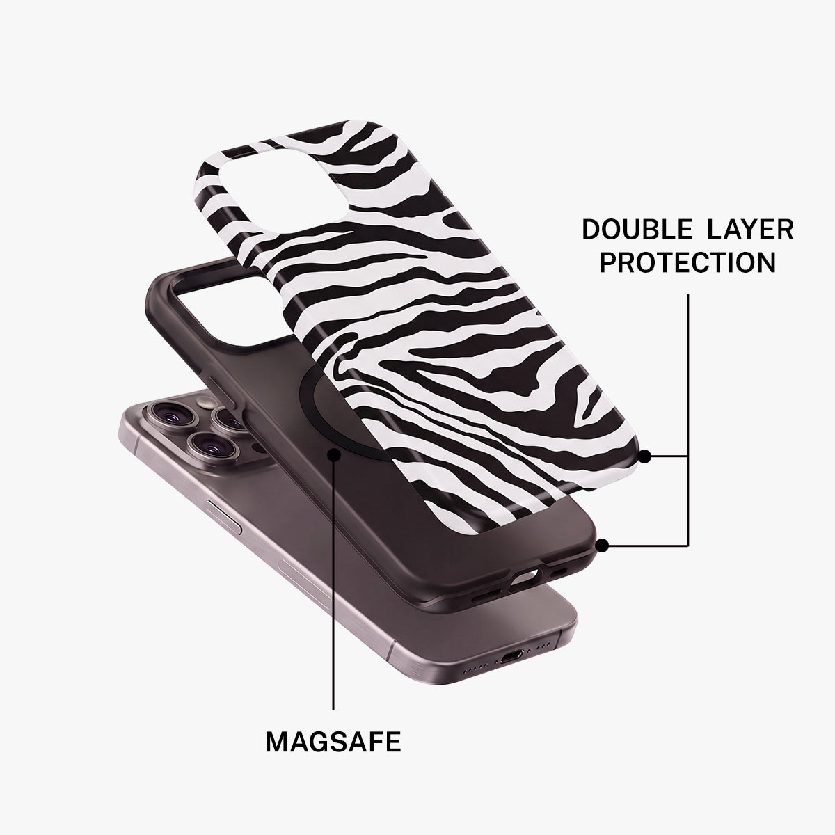 Magnetic Phone Case | Zebra Pattern
