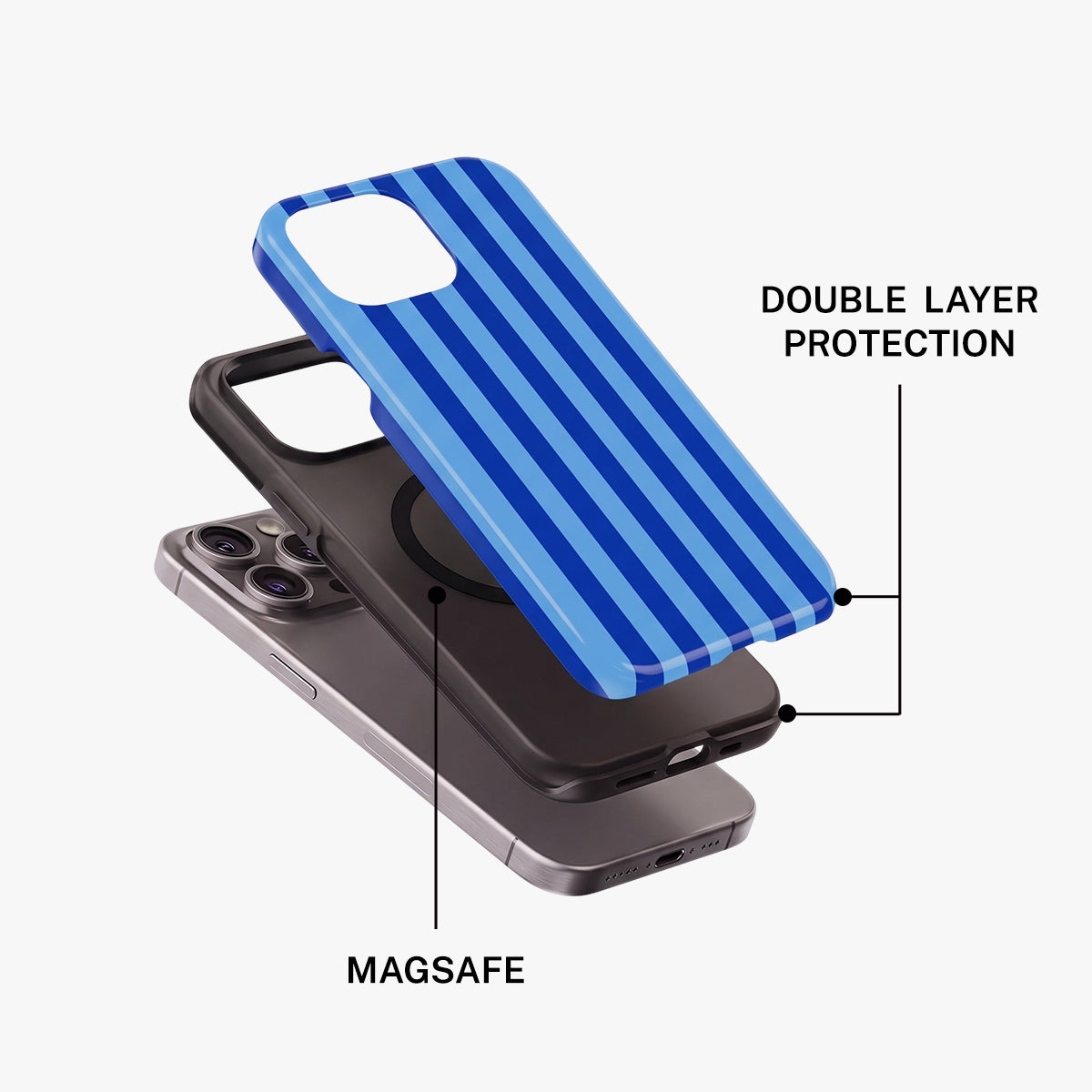 Magnetic Phone Case | Blue Vertical Stripe Modern Minimalist