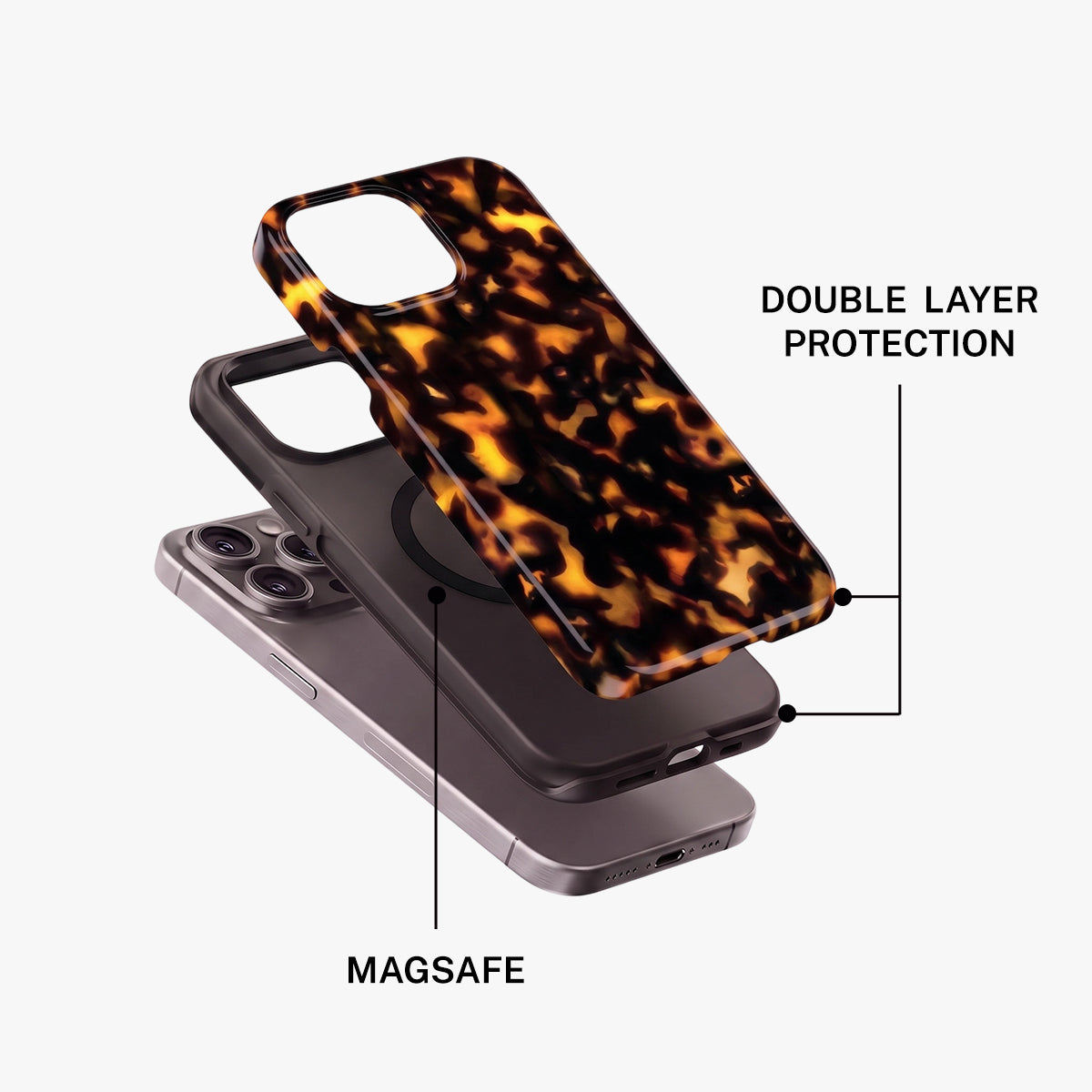 Magnetic Phone Case | Dark Amber Brown Tortoiseshell Pattern