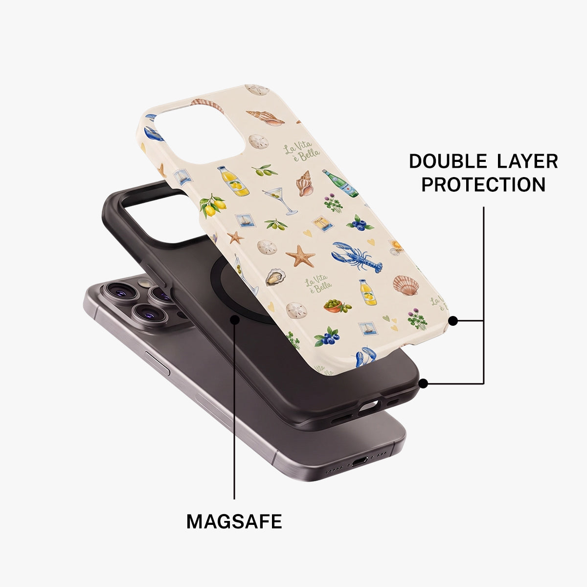 Magnetic Phone Case | Italian Summer Holiday Collage Pattern