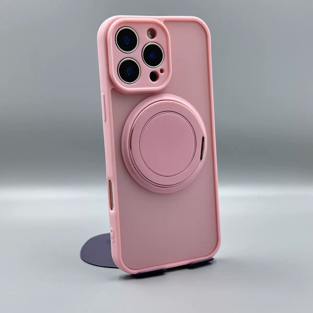 Skin-Feel Silicone Phone Case Ring Stand MagSafe - Pink