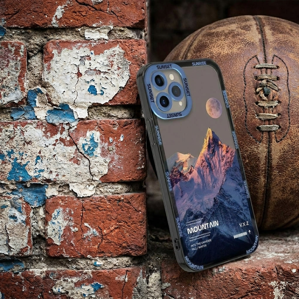 Blue Snow Mountain Clear Phone Case – Transparent Aesthetic iPhone Cover – Clean Scenic Design