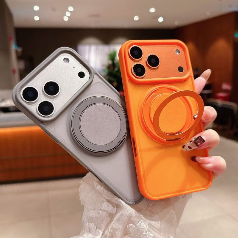 Skin-Feel Silicone Phone Case Ring Stand MagSafe - Orange