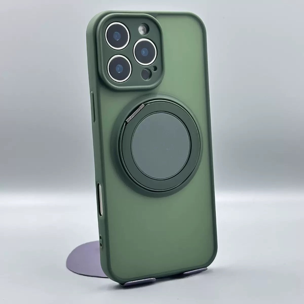 Skin-Feel Silicone Phone Case Ring Stand MagSafe - Green