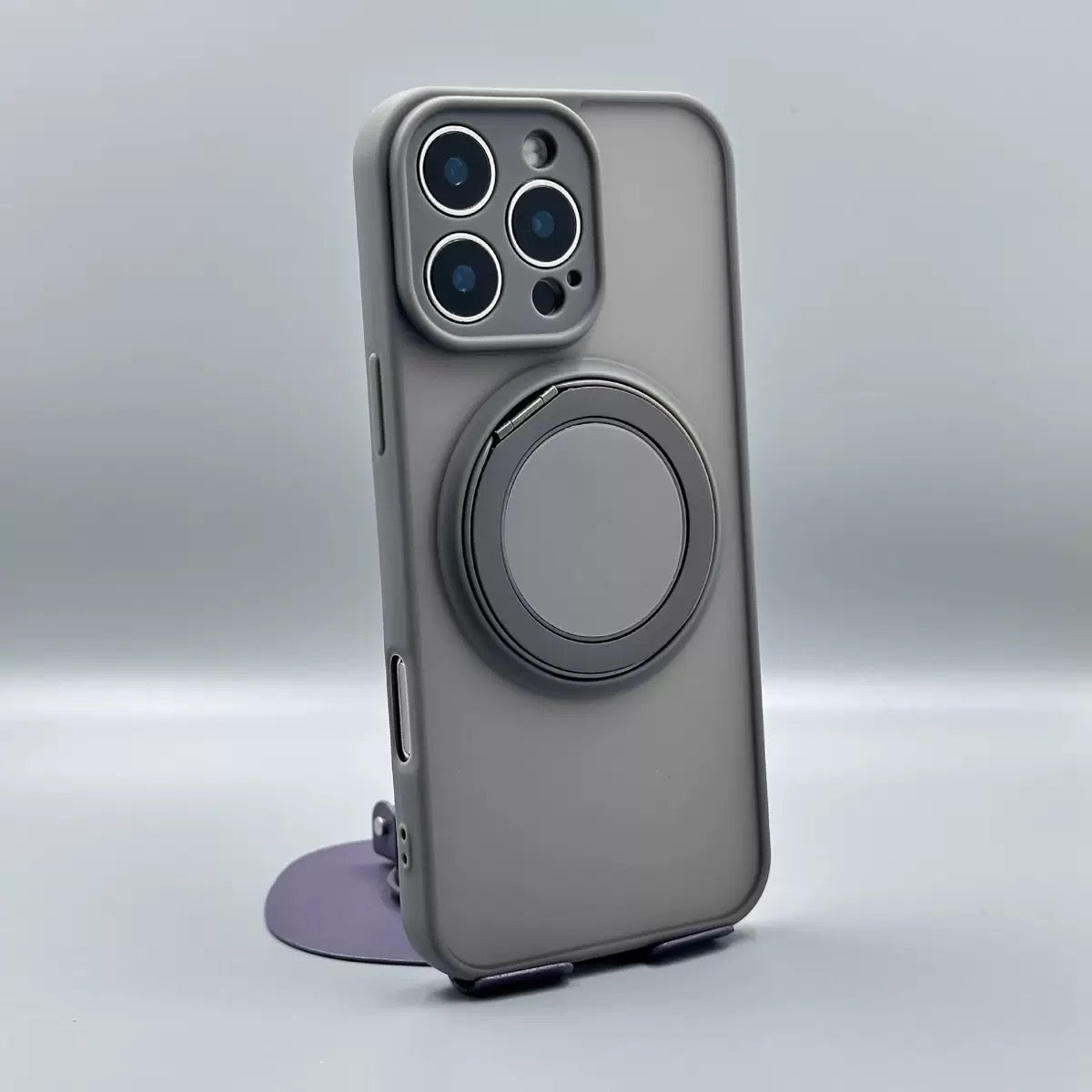 Skin-Feel Silicone Phone Case Ring Stand MagSafe - Grey