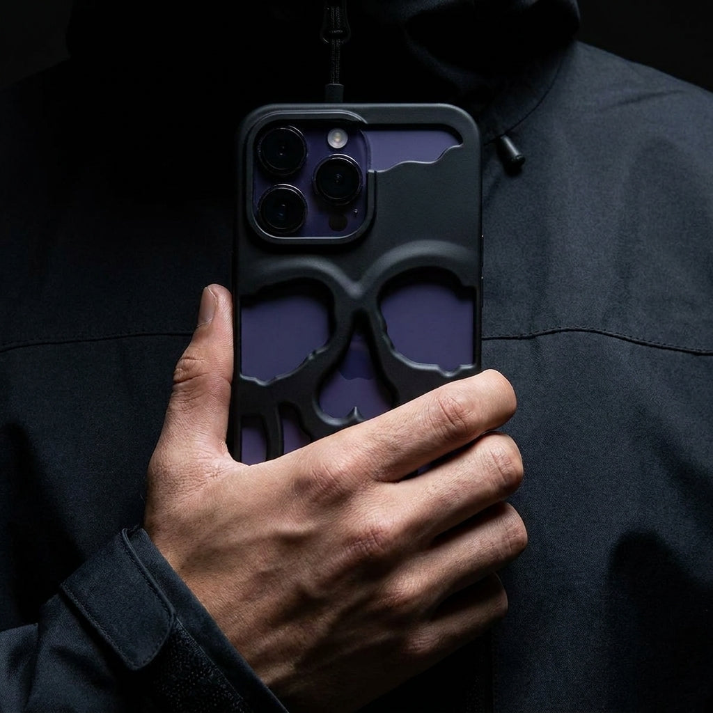 Hypebeast Designer Skull Case - Matte Black Metal