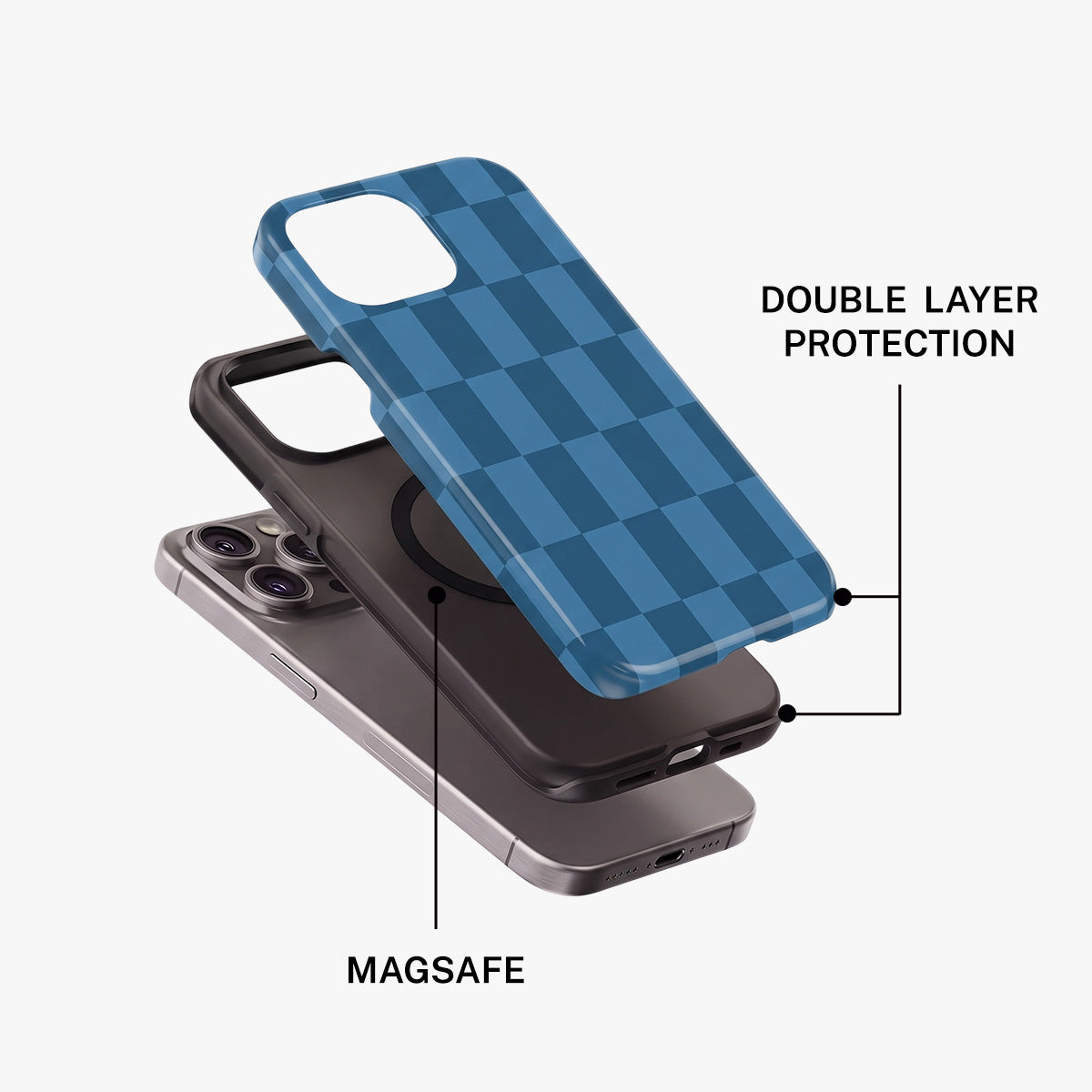 Magnetic Phone Case | Blue Checkerboard Geometric Modern Minimalist