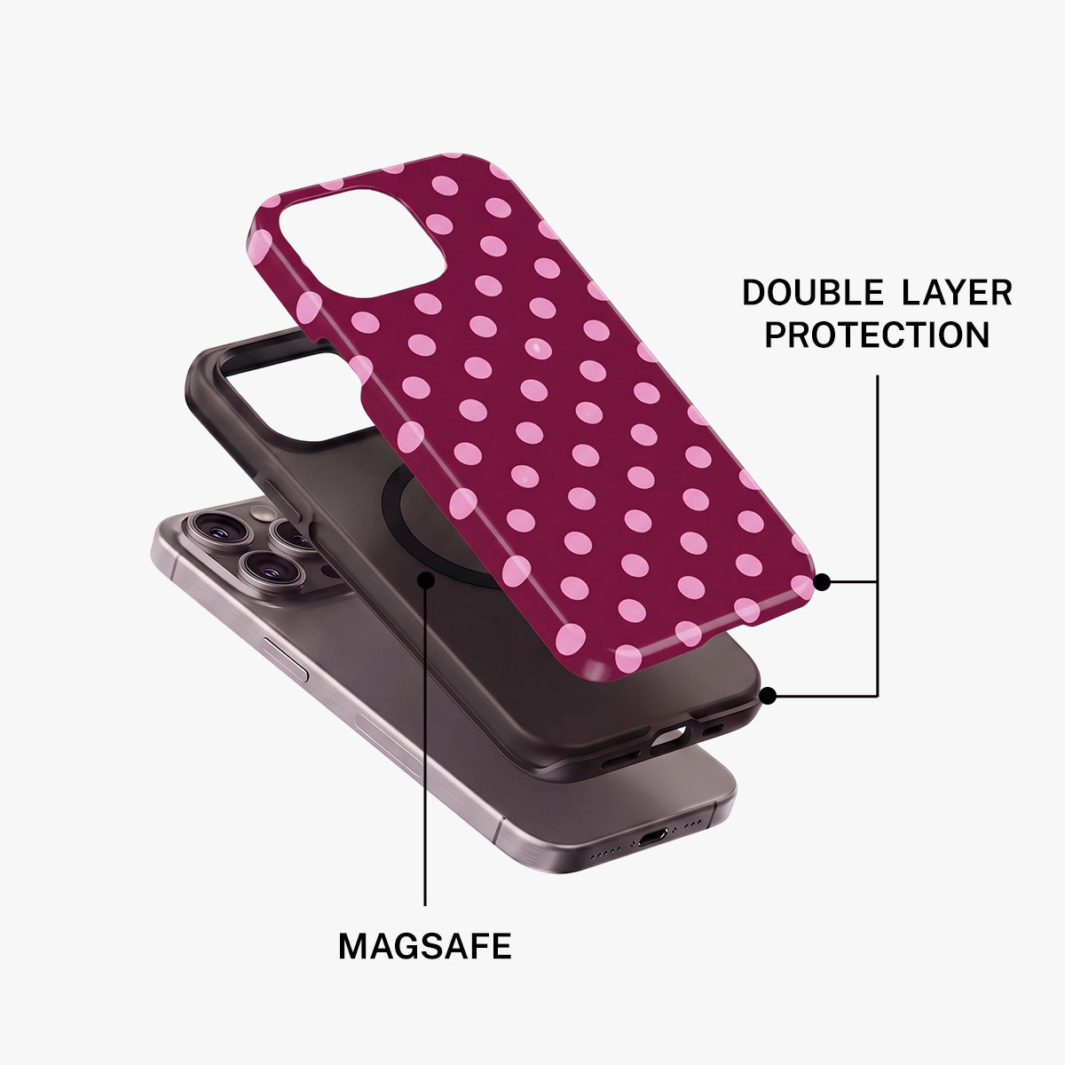 Magnetic Phone Case | Red And Pink Polka Dot Pattern