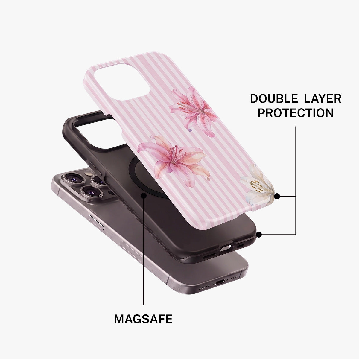 Magnetic Phone Case | Blooming Lilies Floral Pattern