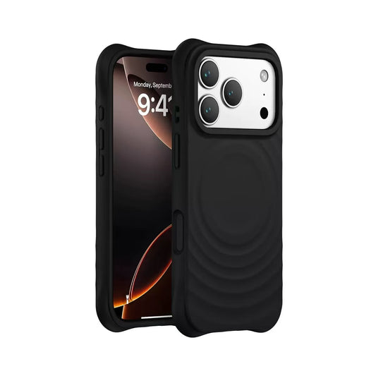 Magnetic Skin-Feel  Case - Premium Black Ripple Phone Case  Open Camera