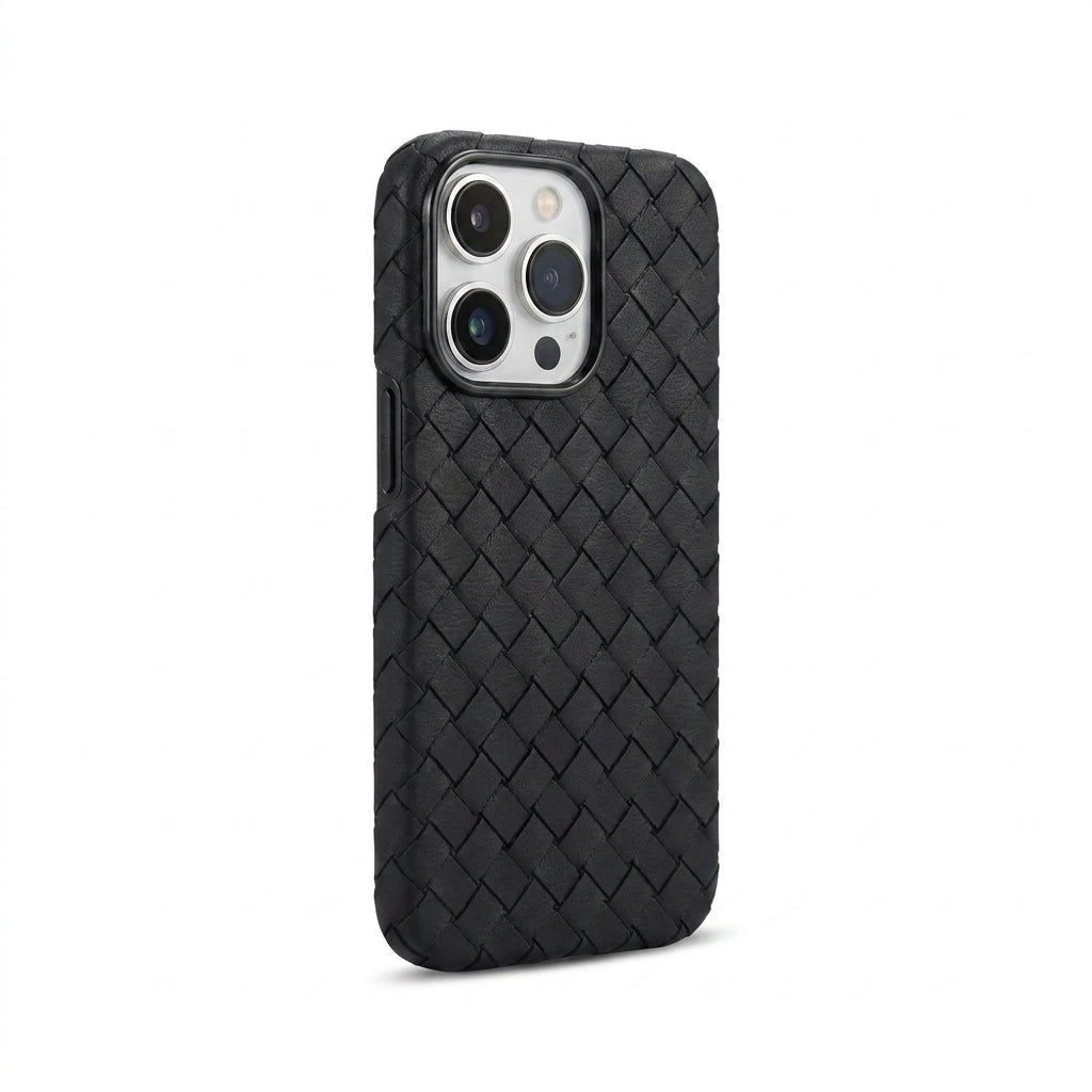 Woven Faux Leather Phone Case - Black