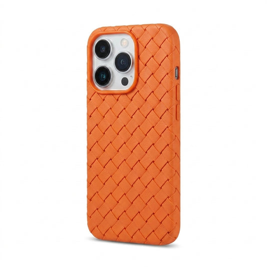 Woven Faux Leather Phone Case - Orange