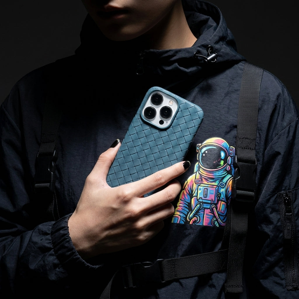 Woven Faux Leather Phone Case - Lake
