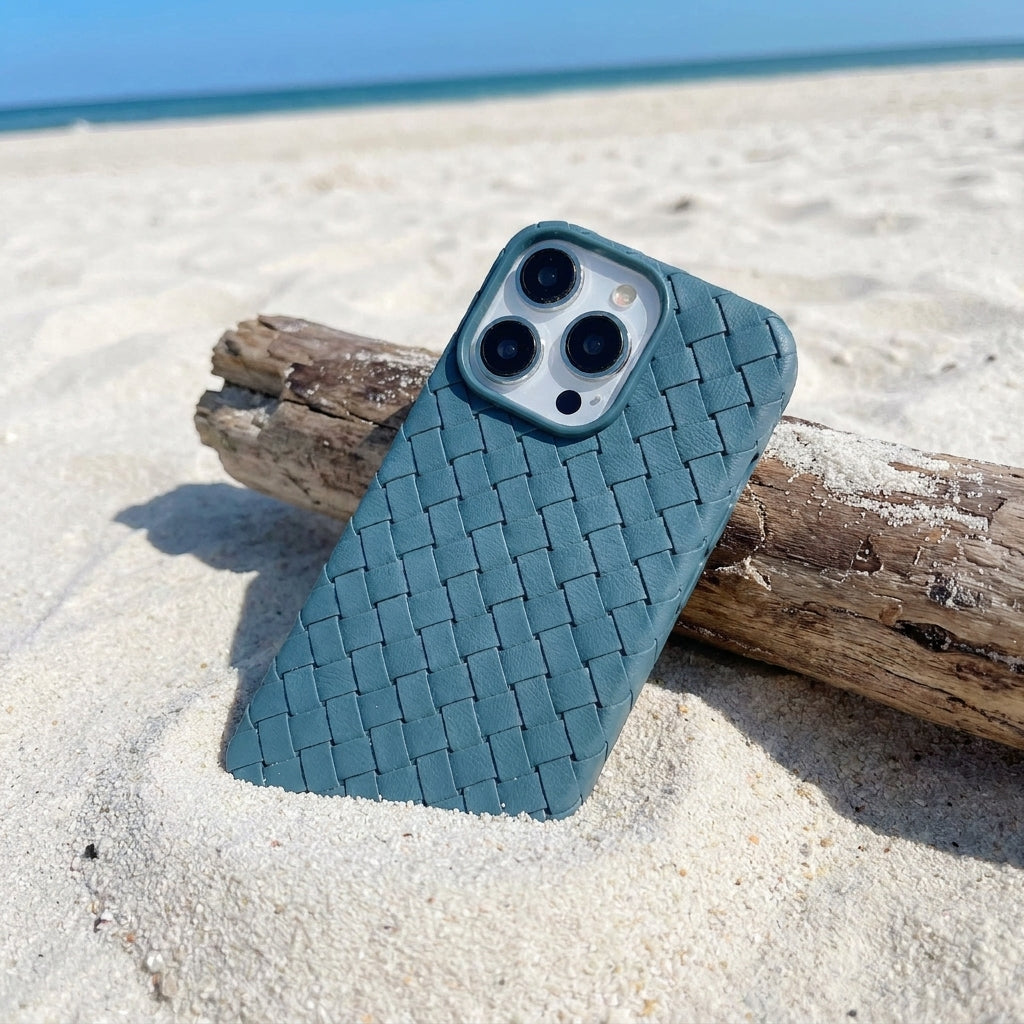Woven Faux Leather Phone Case - Lake