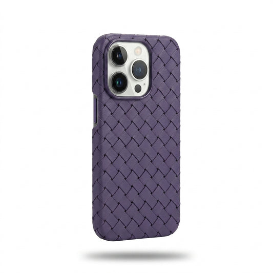 Woven Faux Leather Phone Case - Purple