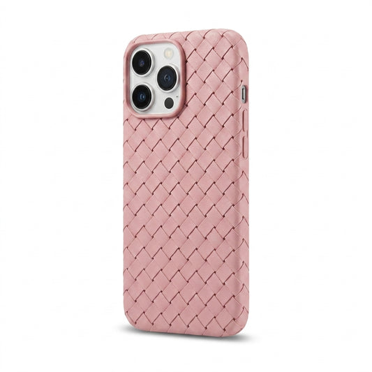 Woven Faux Leather Phone Case - Pink