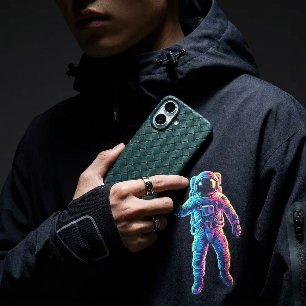 Woven Faux Leather Phone Case - Emerald