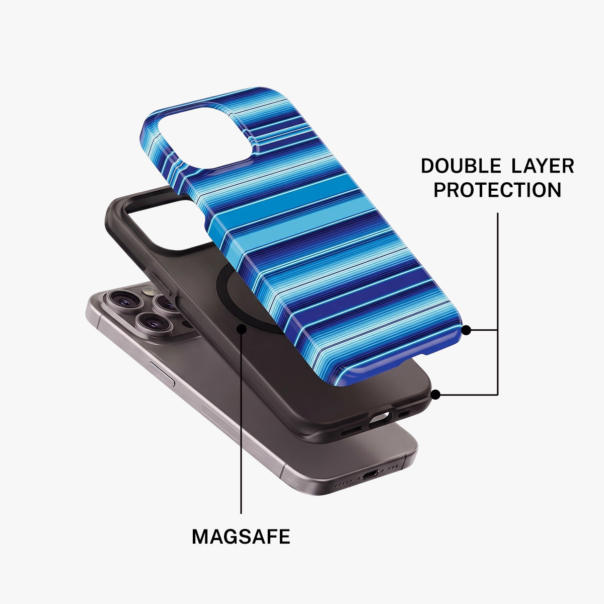 Magnetic Phone Case | Blue Horizontal Stripes Minimalist Vibrant