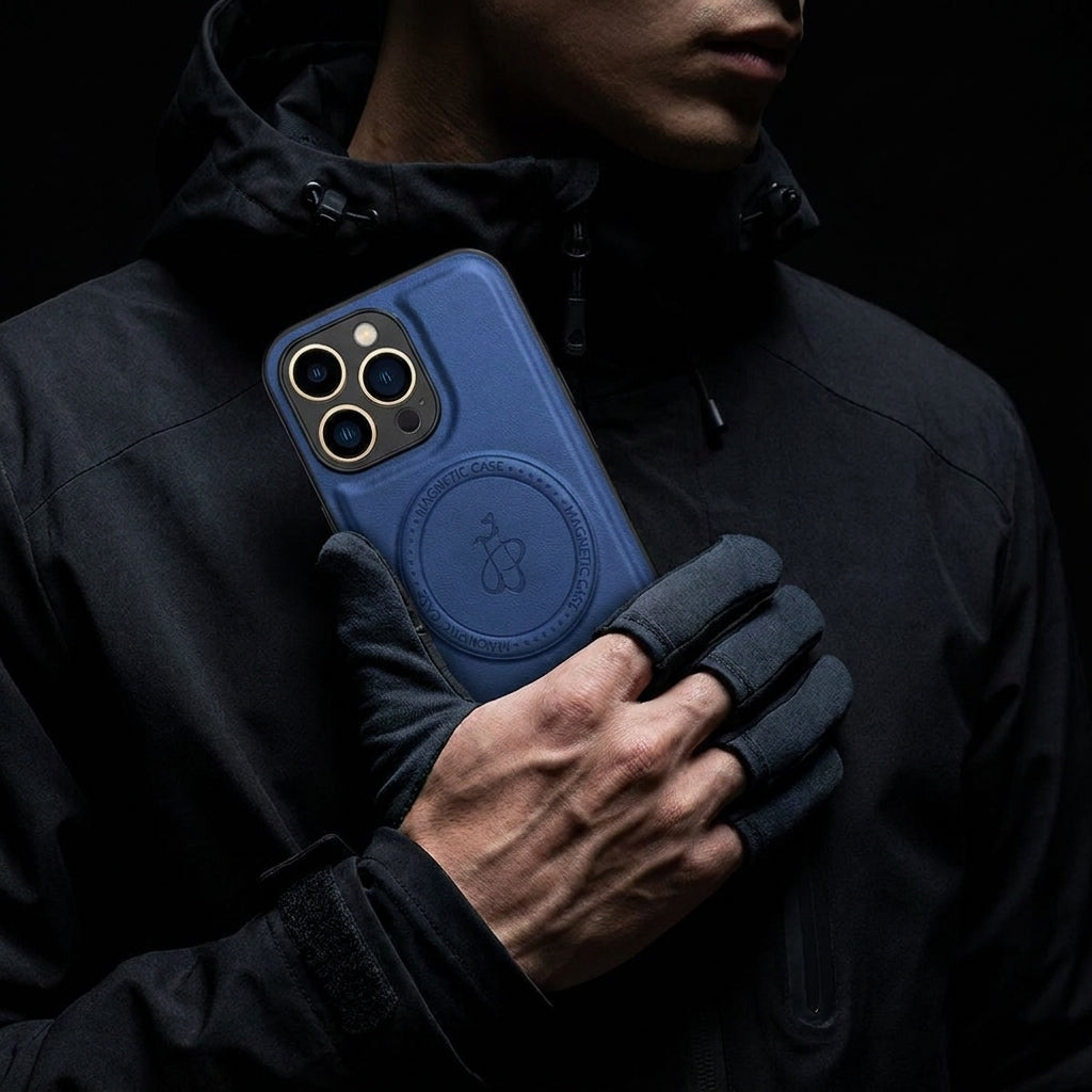Magnetic Leather Phone Case | Faux Leather TPU Blue
