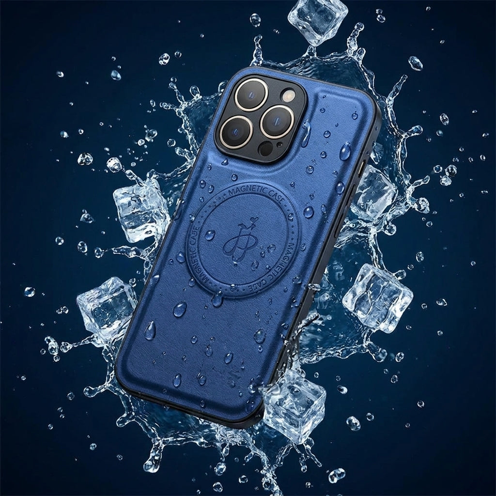 Magnetic Leather Phone Case | Faux Leather TPU Blue
