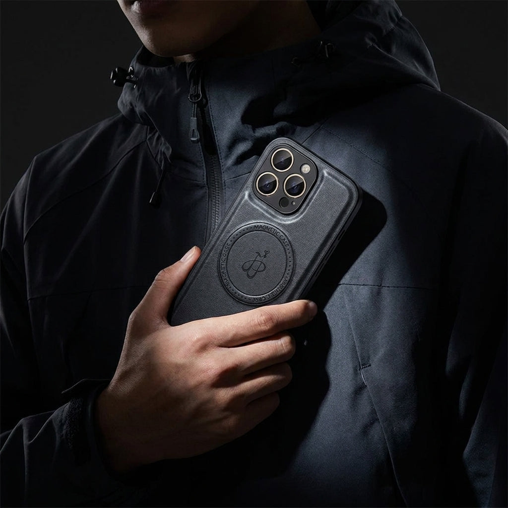 Magnetic Leather Phone Case | Faux Leather TPU Black