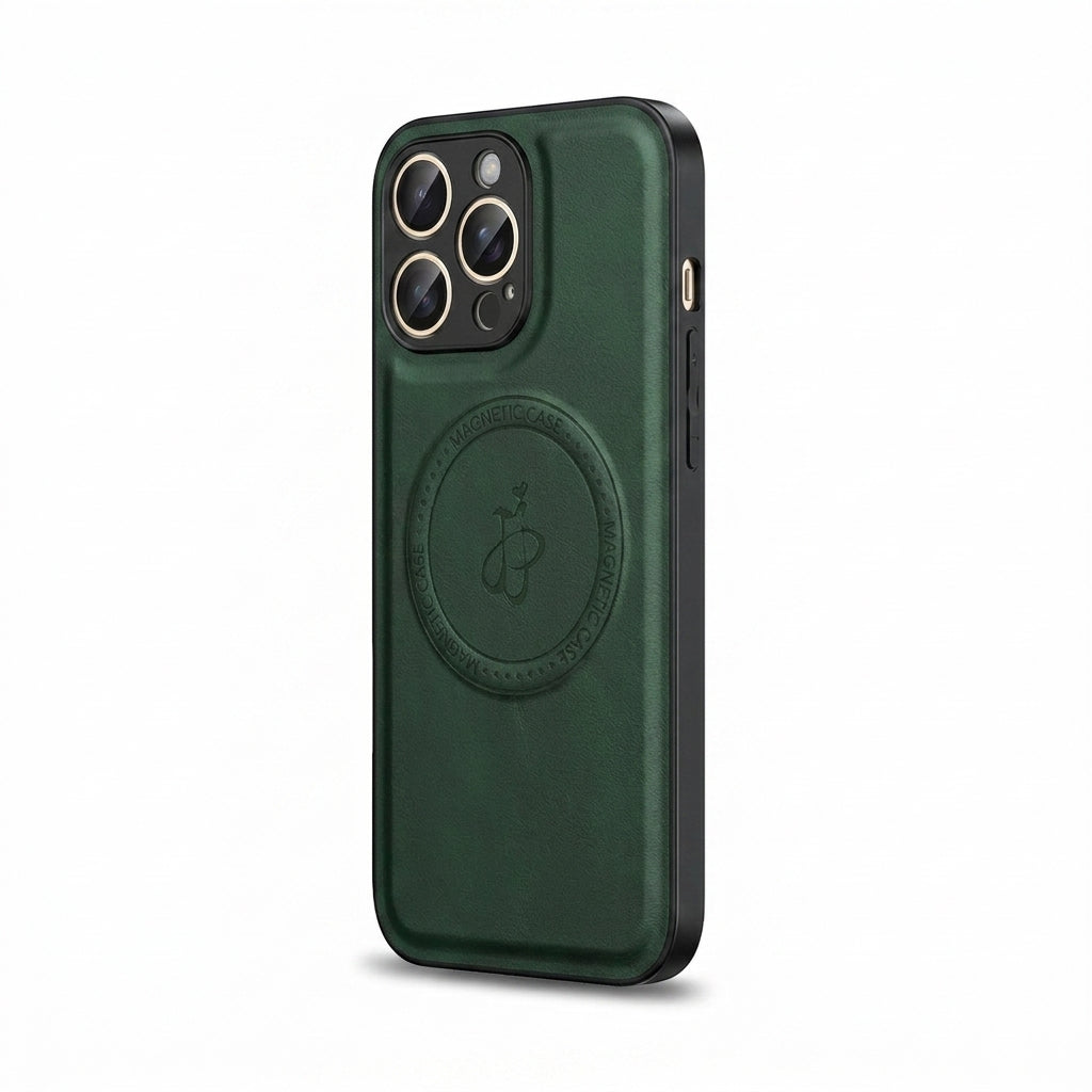 Magnetic Leather Phone Case | Faux Leather TPU Green