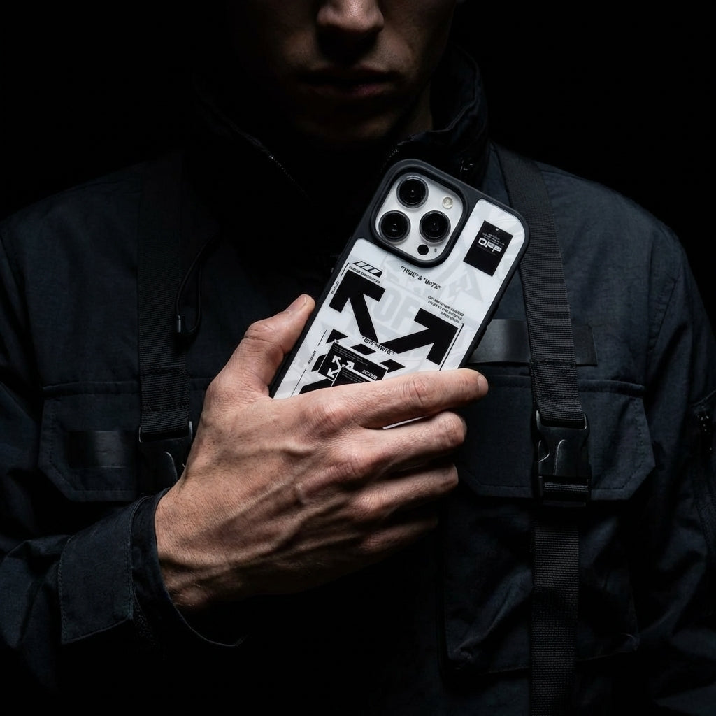 Off White inspired White Logo - Hypebeast Designer Case