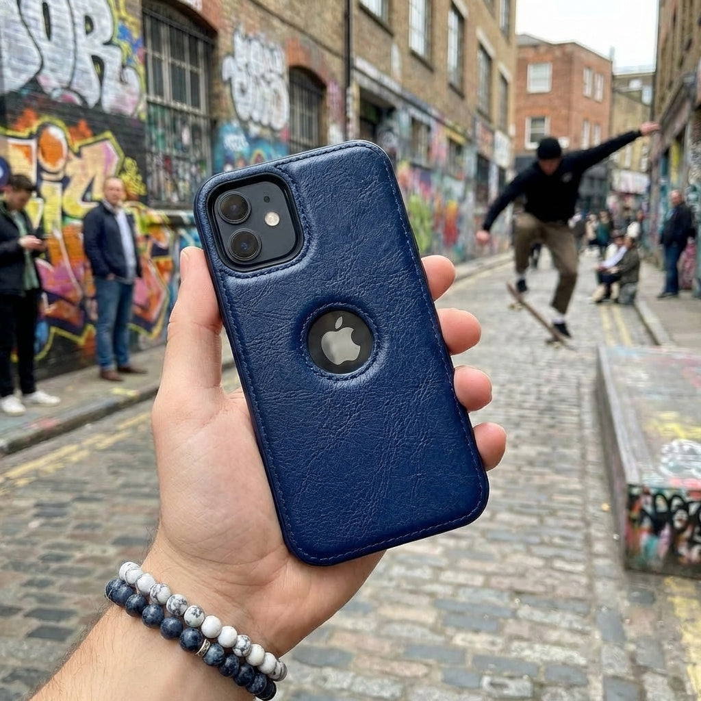 Vintage Faux Leather iPhone Case Precise Fit - Navy