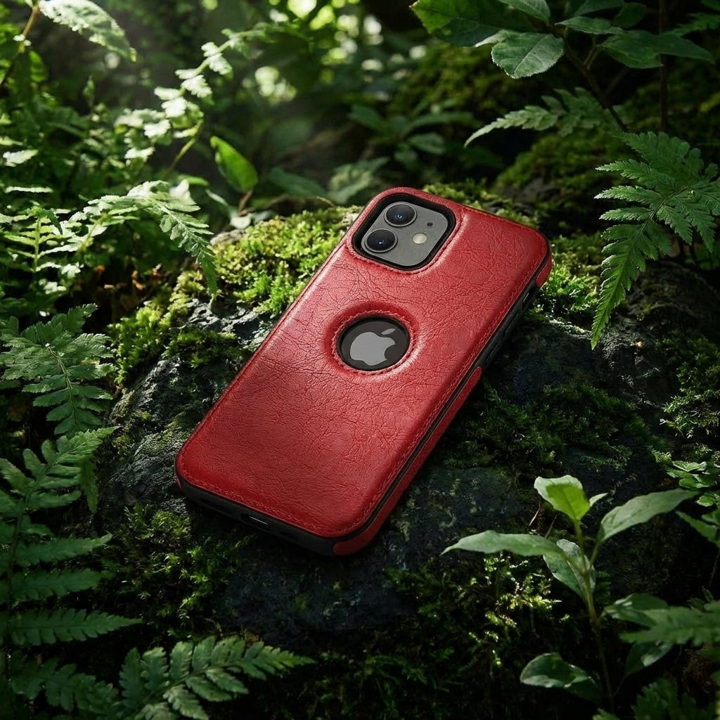 Vintage Faux Leather iPhone Case Precise Fit - Red