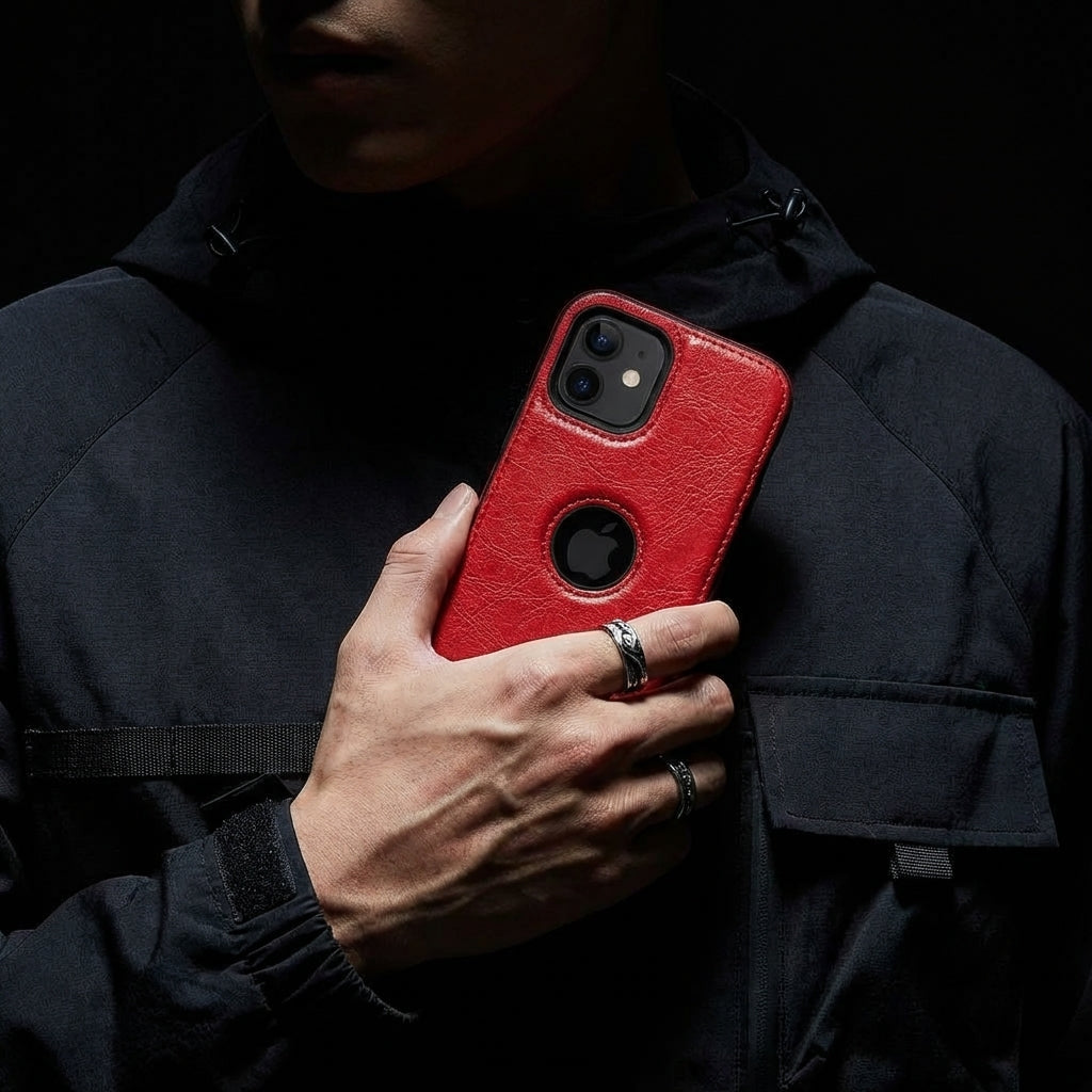Vintage Faux Leather iPhone Case Precise Fit - Red