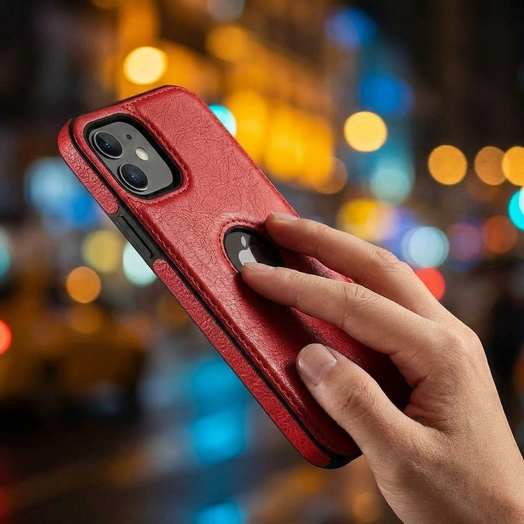 Vintage Faux Leather iPhone Case Precise Fit - Red