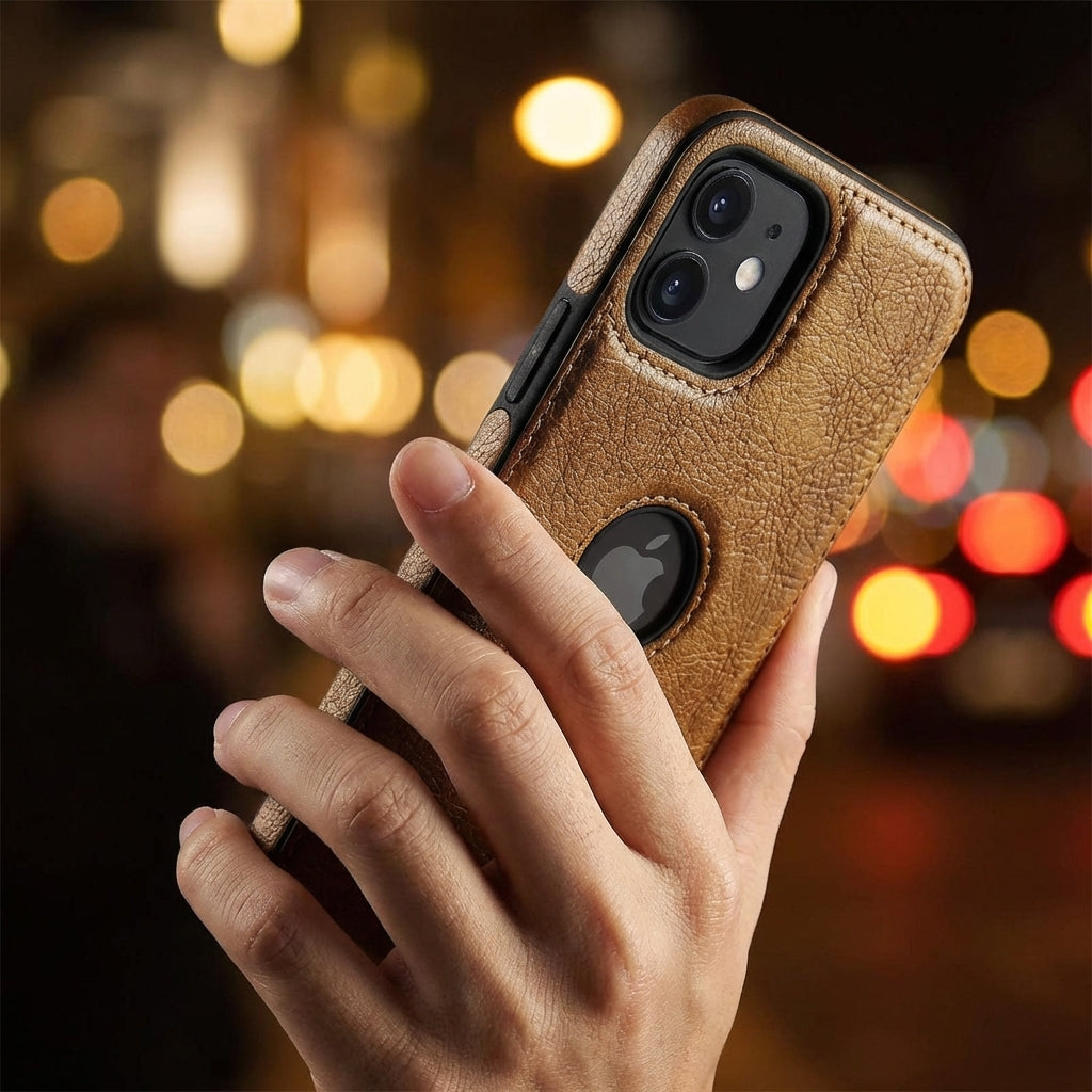 Vintage Faux Leather iPhone Case Precise Fit - Brown