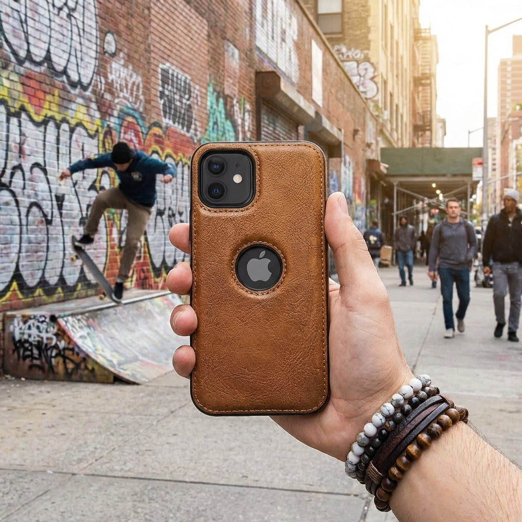 Vintage Faux Leather iPhone Case Precise Fit - Brown