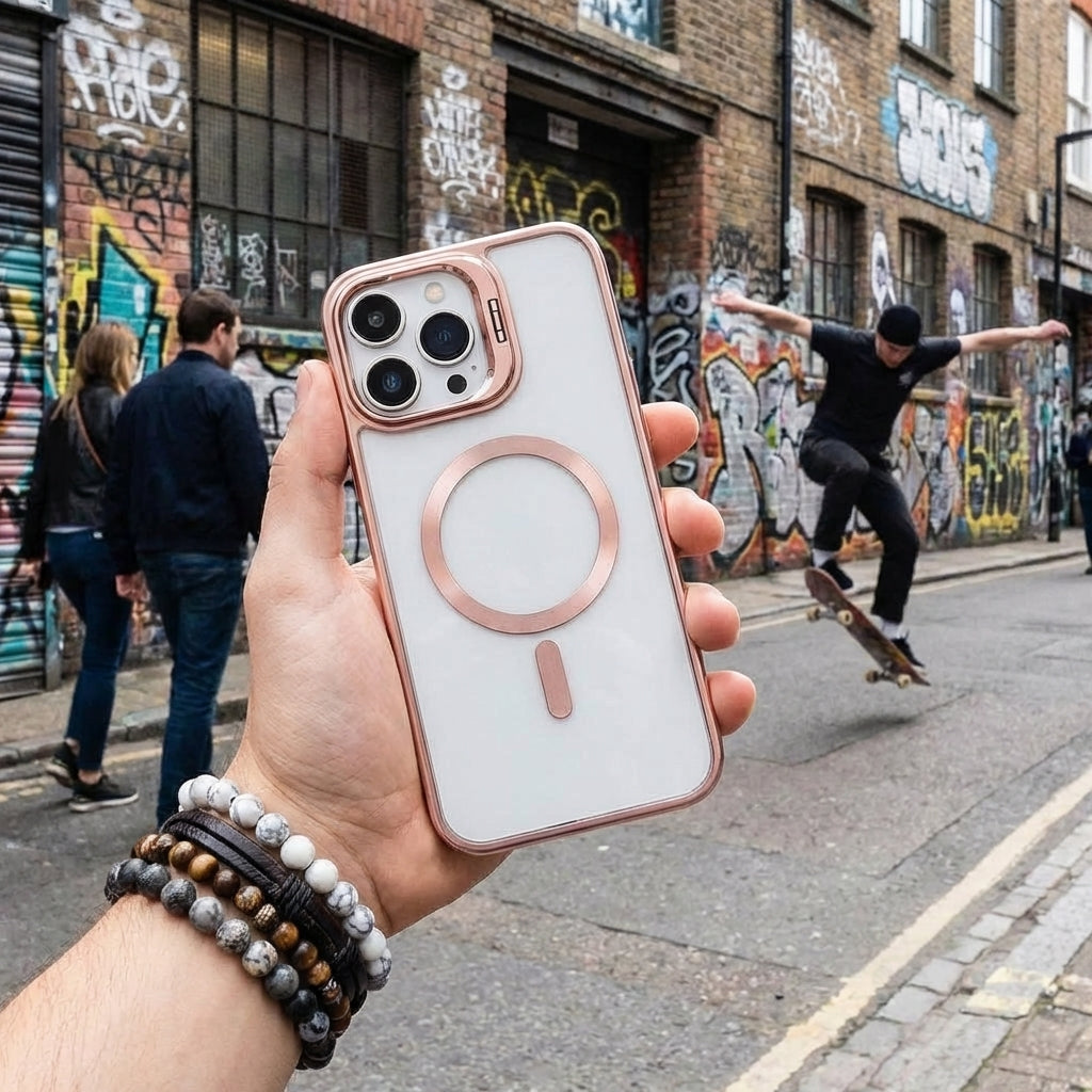 Magnetic Wireless Charging Hard Case | Pink with Invisible Kickstand