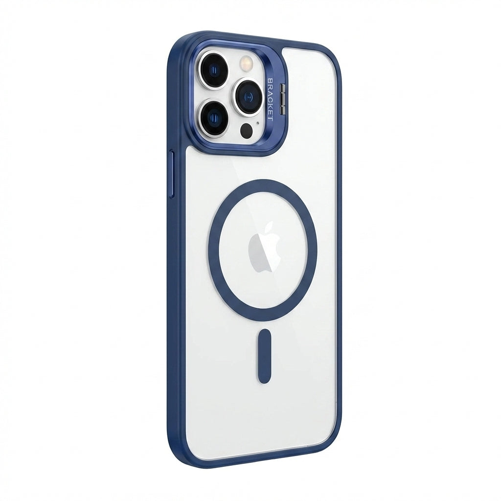 Magnetic Wireless Charging Hard Case | Dark Blue with Invisible Kickstand
