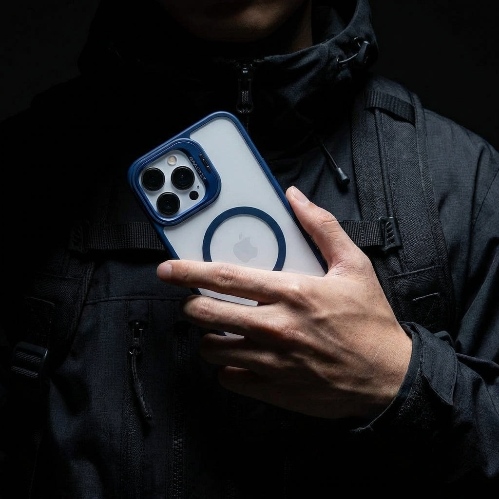 Magnetic Wireless Charging Hard Case | Dark Blue with Invisible Kickstand