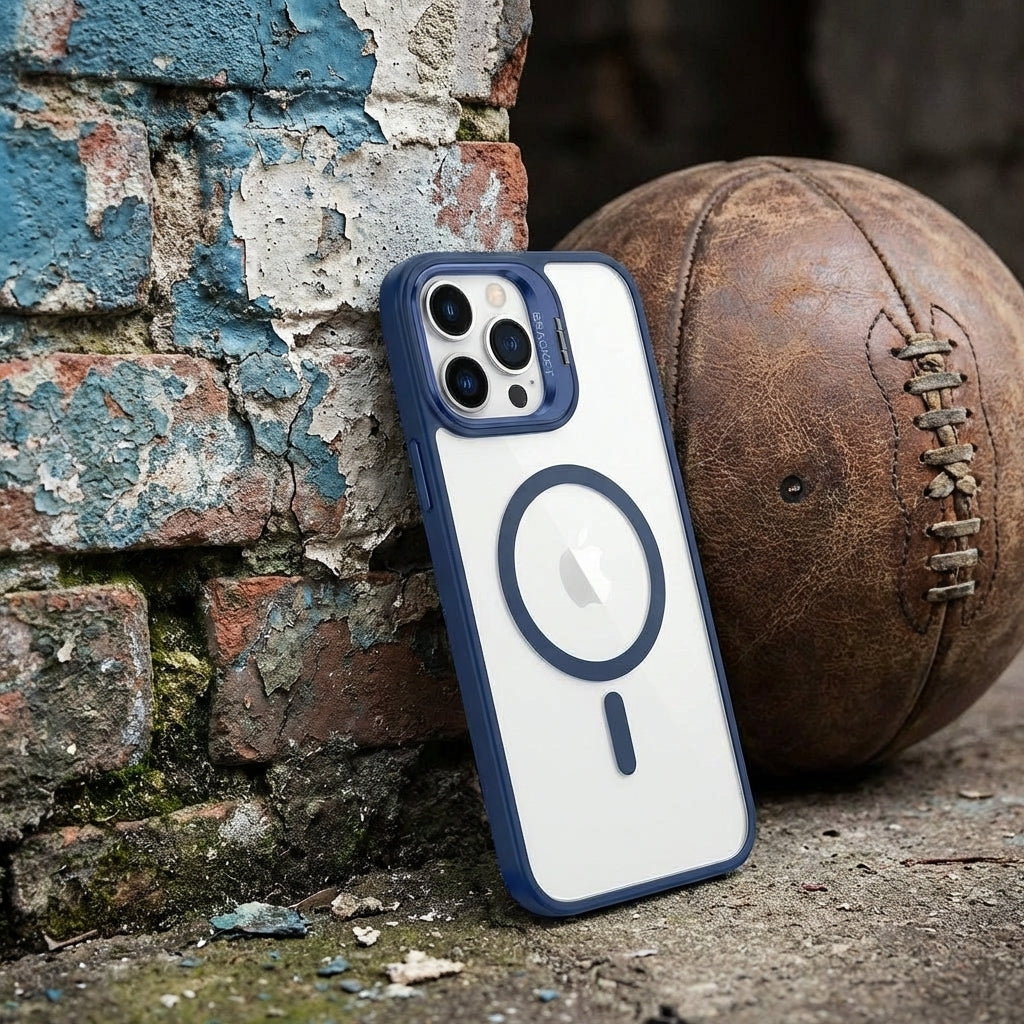 Magnetic Wireless Charging Hard Case | Dark Blue with Invisible Kickstand