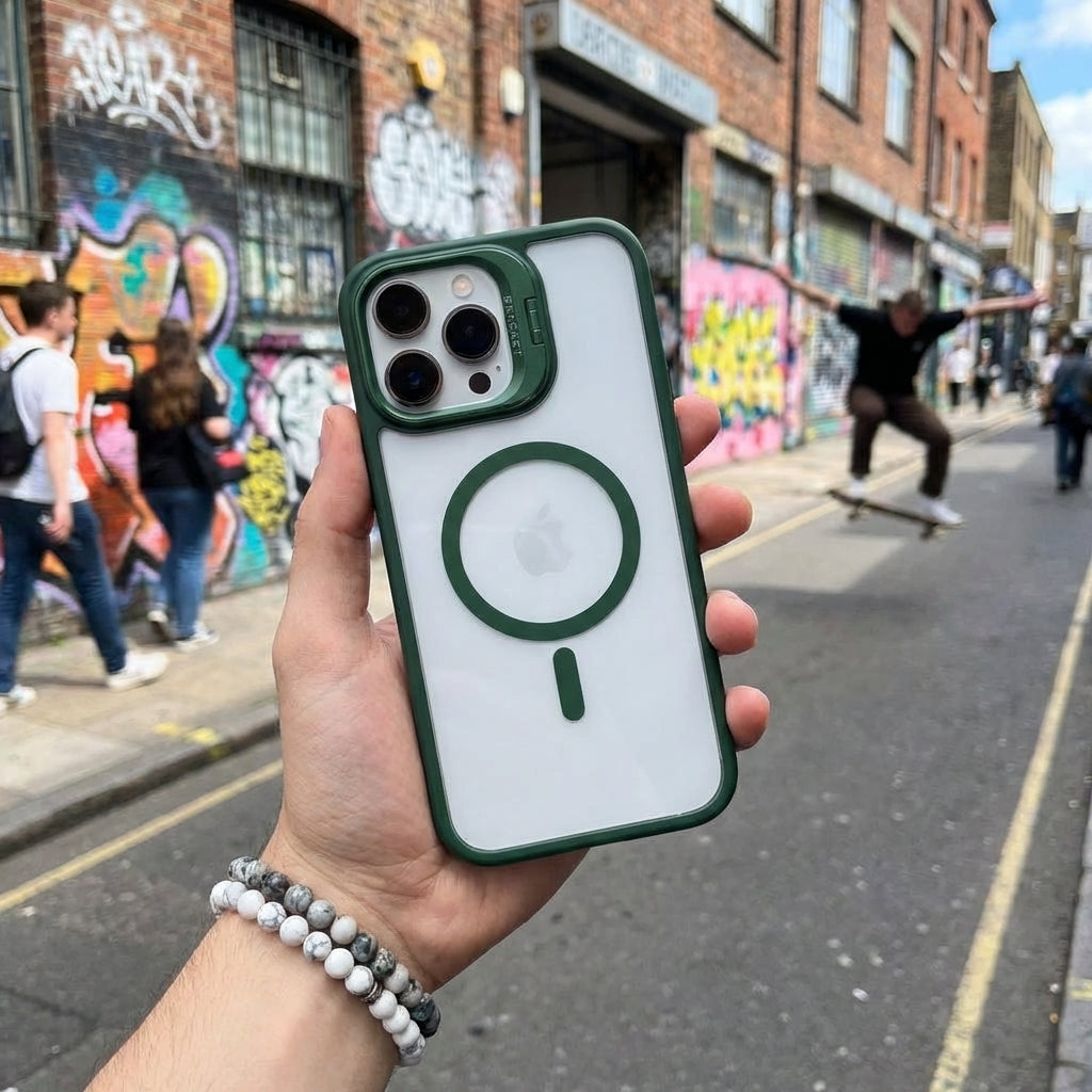 Magnetic Wireless Charging Hard Case | Green with Invisible Kickstand