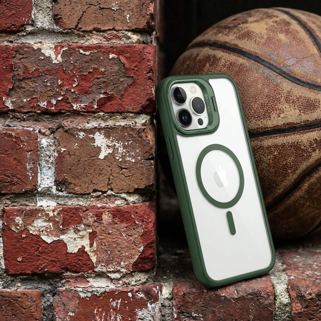Magnetic Wireless Charging Hard Case | Green with Invisible Kickstand