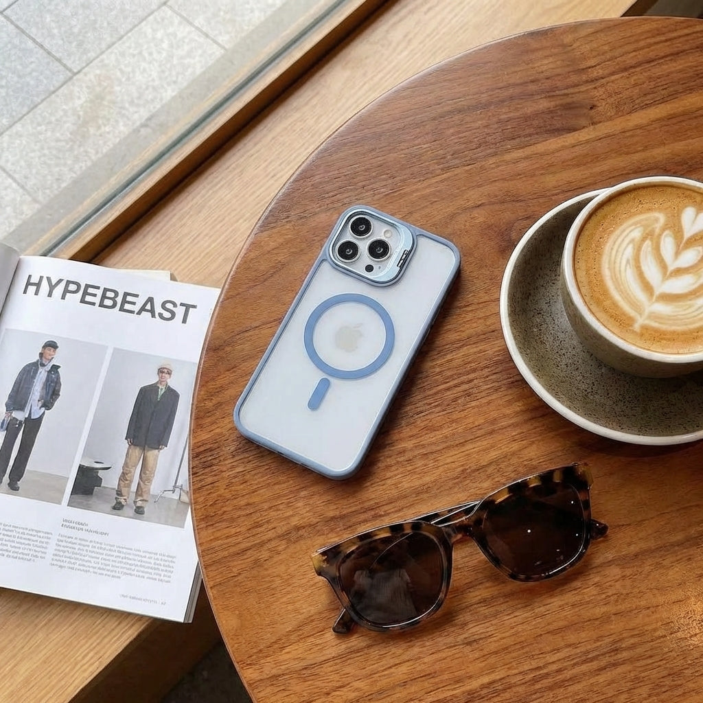 Magnetic Wireless Charging Hard Case | Blue with Invisible Kickstand