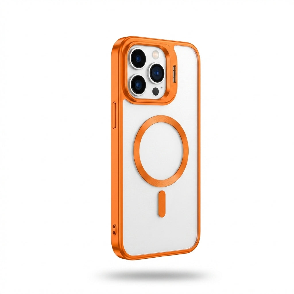 Magnetic Wireless Charging Hard Case | Orange with Invisible Kickstand