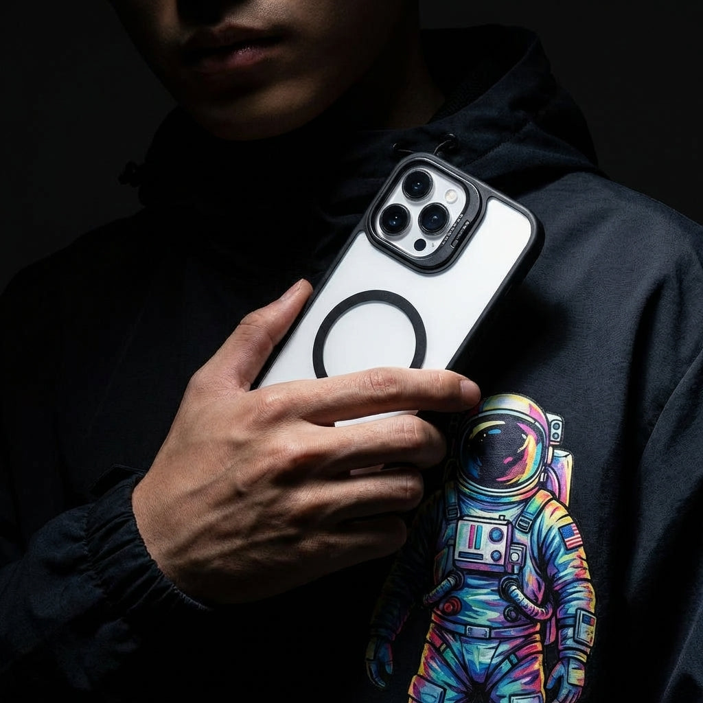 Magnetic Wireless Charging Hard Case | Black with Invisible Kickstand