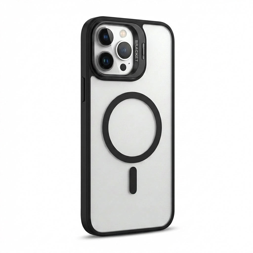 Magnetic Wireless Charging Hard Case | Black with Invisible Kickstand