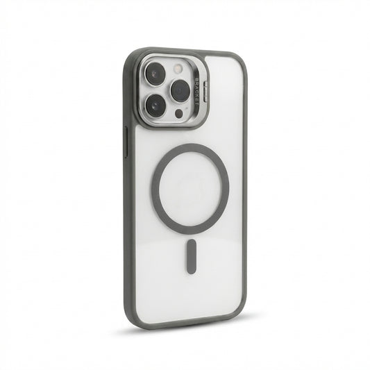 Magnetic Wireless Charging Hard Case | Grey with Invisible Kickstand